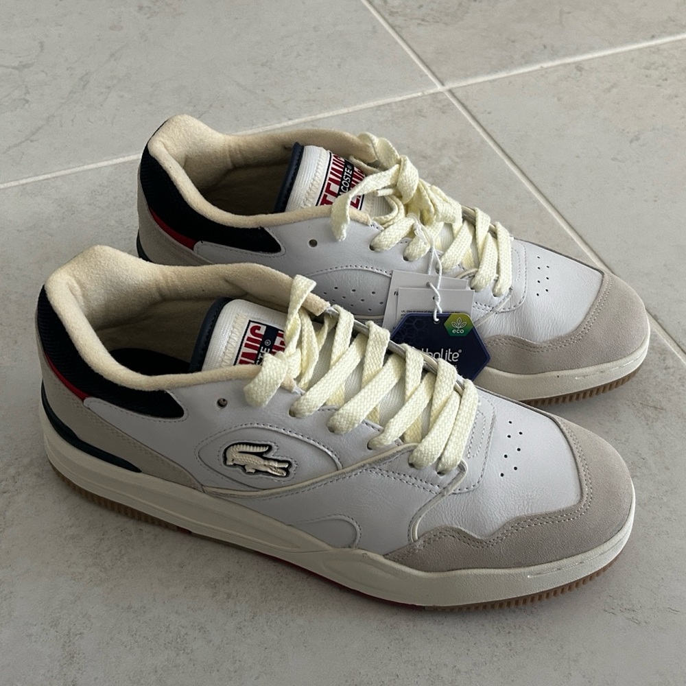 Lacoste Lineshot White and Cream Leather Sneakers